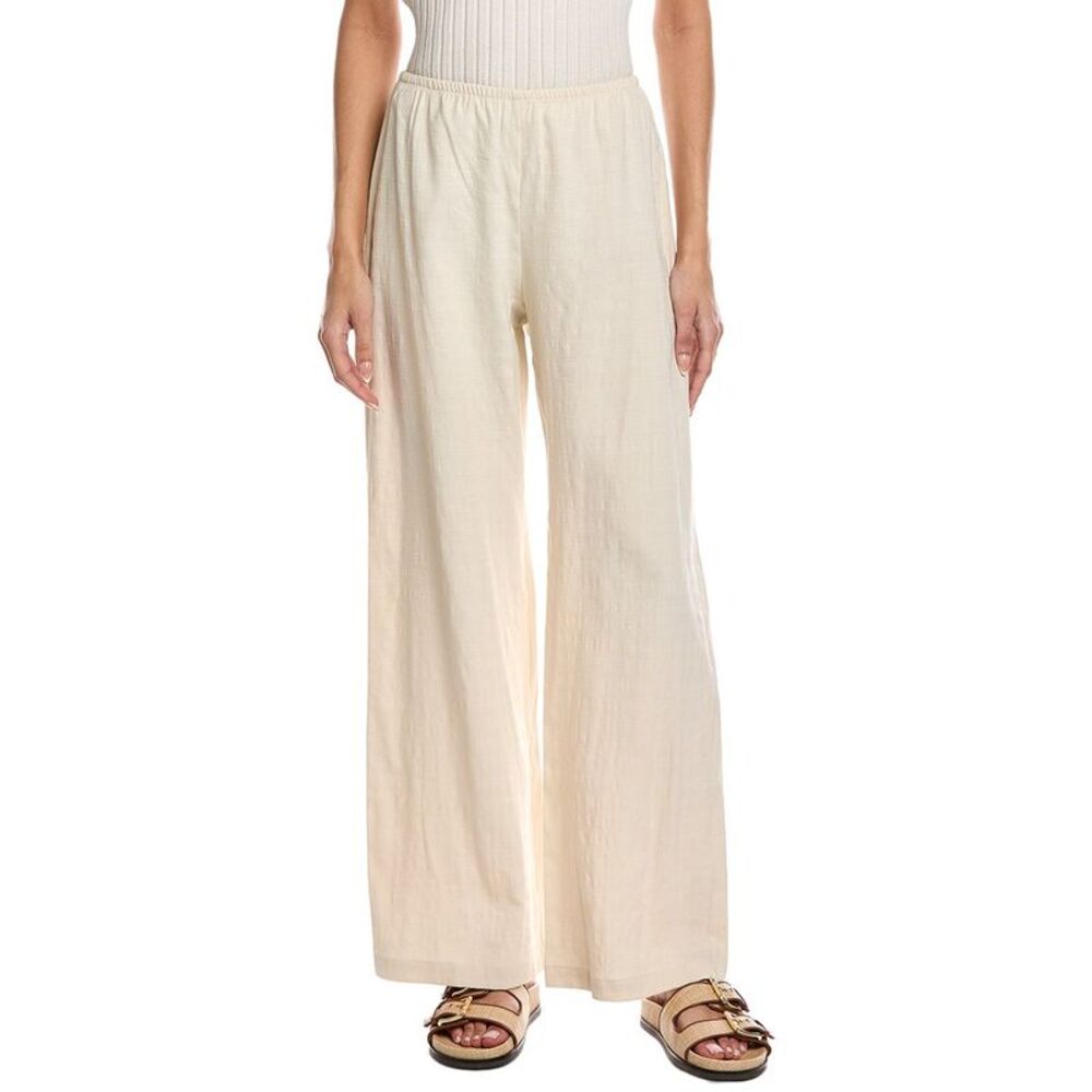 Leset Womens Belle Wide Leg Linen-Blend Pant, Brown